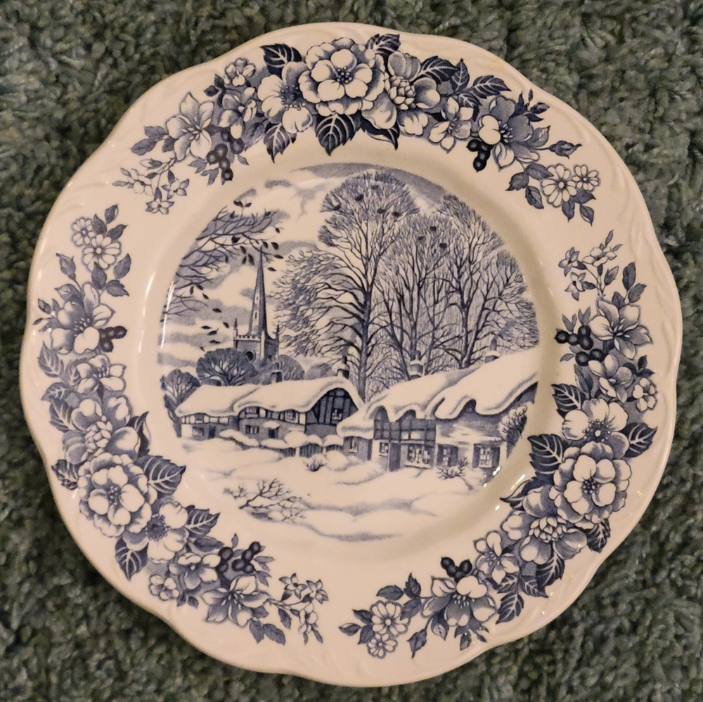 J & G Meakin, England, Stratford on Avon, Vintage Blue & White Plate